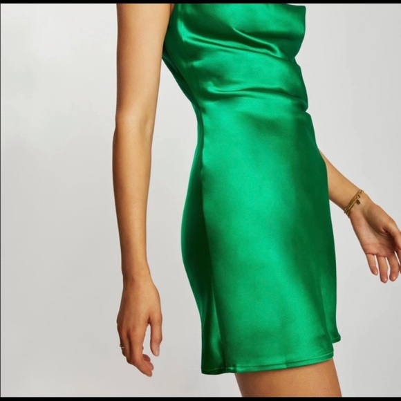 Meshki Tabitha Cowl Neck Mini Dress Emerald Green - Picture 2 of 11